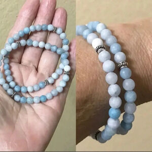 MC - Aquamarine Bracelet Stretch Bracelet Blue Bracelet Unisex Bracelet